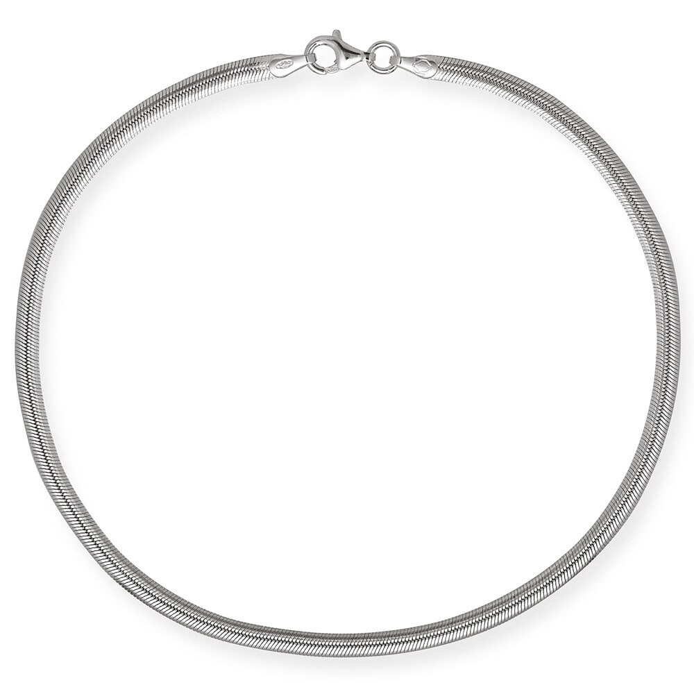Curata Sterling Silver 10-inch 4 mm Flexible Herringbone Ankle Bracelet