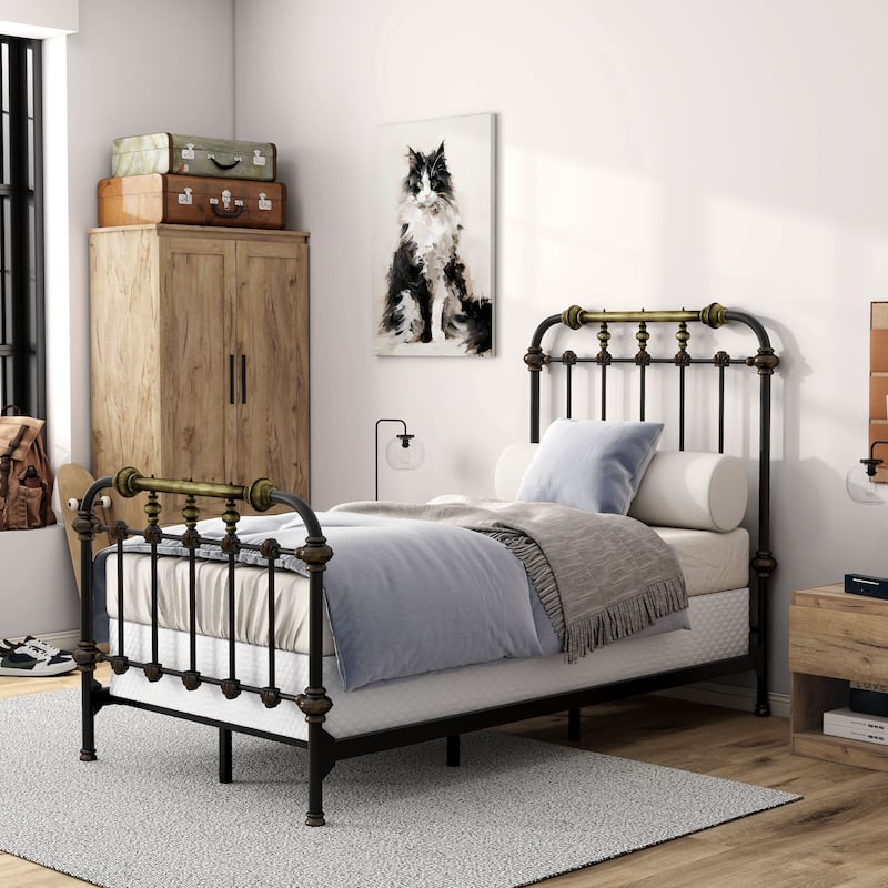Furniture of America Pall Modern Metal Spindle Panel Bed - Full
