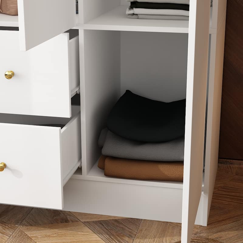 63"W Family Wardrobe/Armoire/Closet by Timechee with Mirror Doors