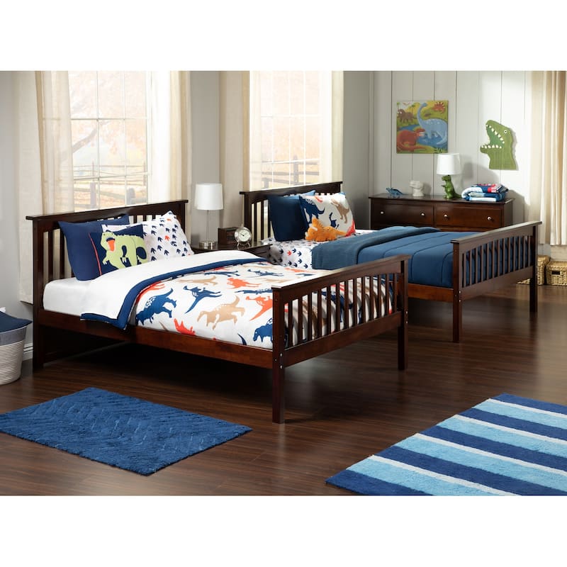 Columbia Bunk Bed Full over Full with USB Charging Station in Walnut