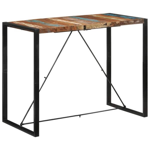 slide 2 of 8, vidaXL Bar Table 55.1"x27.6"x43.3" Solid Wood Reclaimed - 55.1" x 27.6" x 43.3"