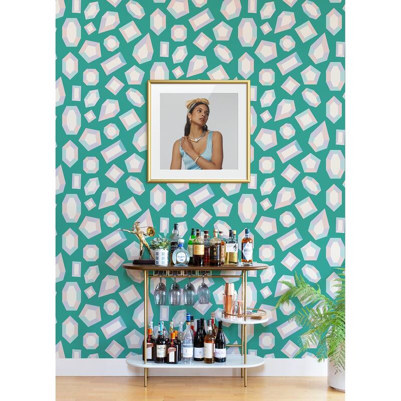 Lele Sadoughi Lele Gems Teal Peel & Stick Wallpaper
