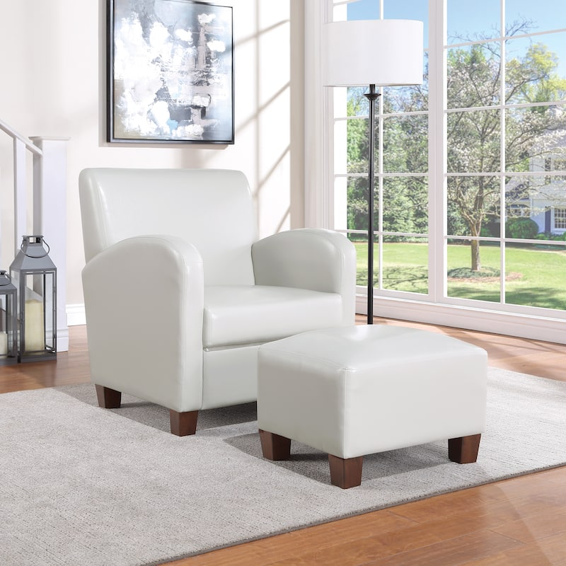 Aiden Chair & Ottoman with Espresso Legs - Cream