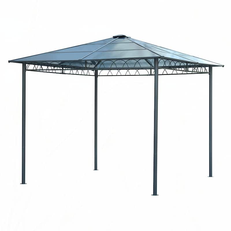 10'x10' Hardtop Outdoor Gazebo with Polycarbonate Roof(Beige)
