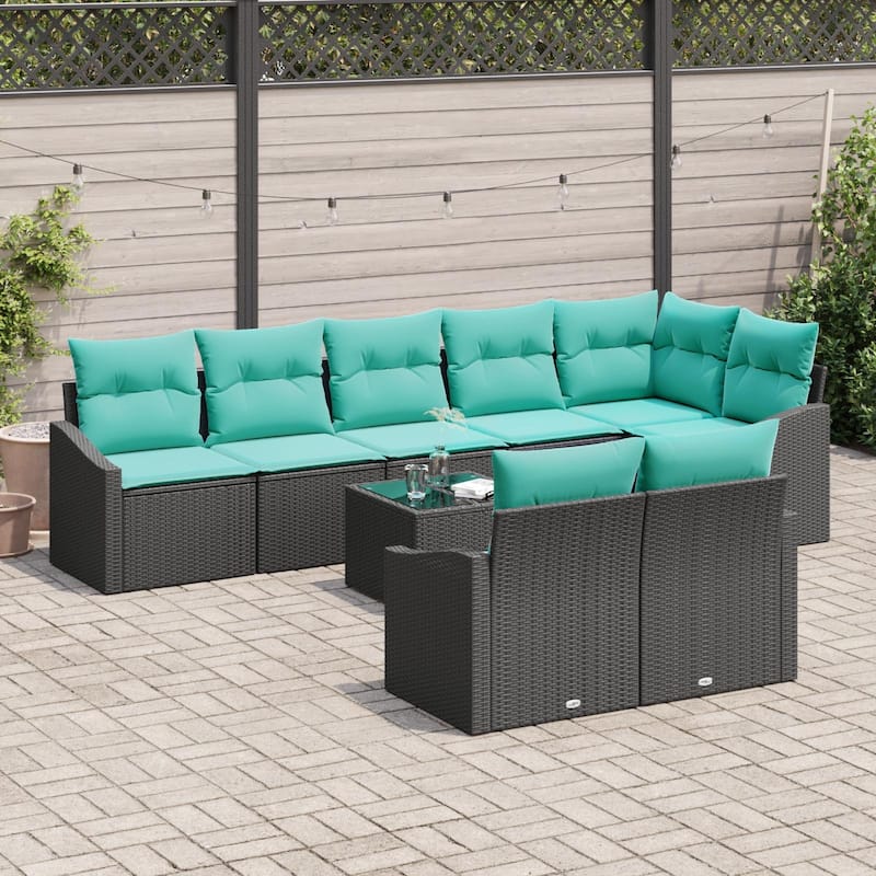 vidaXL 9 Piece Garden Sofa Set with Cushions - 113.6×48.6×27.2
