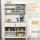 HOMCOM 63.5" Kitchen Buffet with Hutch, Pantry Storage Cabinet with 4 Shelves, Drawers, Framed Glass Doors