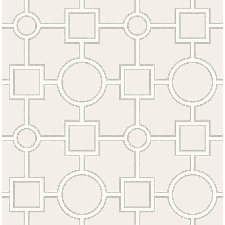 Brewster Matrix Light Grey Geometric Wallpaper - 20.5in x 396in x 0.025in