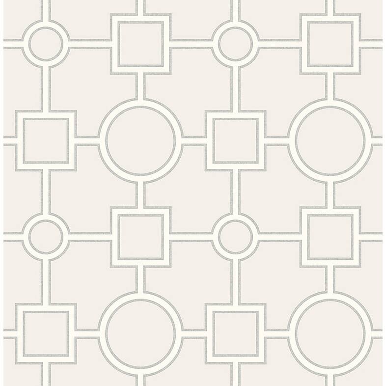 Brewster Matrix Light Grey Geometric Wallpaper - 20.5in x 396in x 0.025in