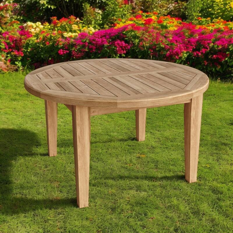 HomeRoots 35" Natural Rounded Solid Wood Outdoor Coffee Table - Natural