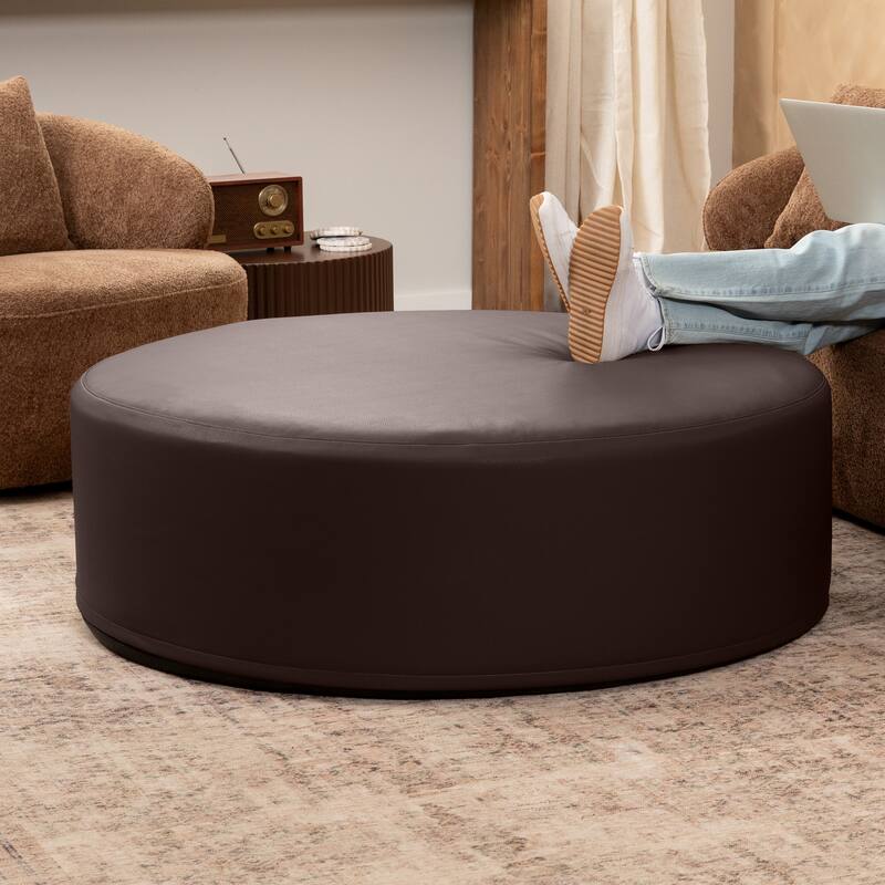 Jaxx Candler Round Couch Ottoman Large Coffee Table & Foot Rest, 44-Inch
