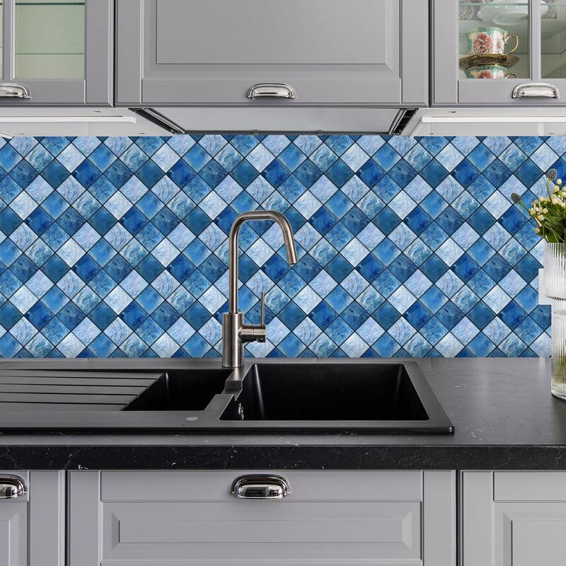 Mother Pearl Blue Jewel Large Mosaic Backsplash Tile Stickers