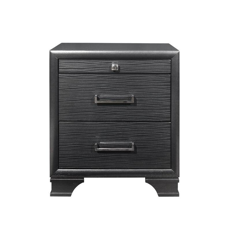 Gray Nightstand with Spacious Drawers and Tapered Legs - Gray