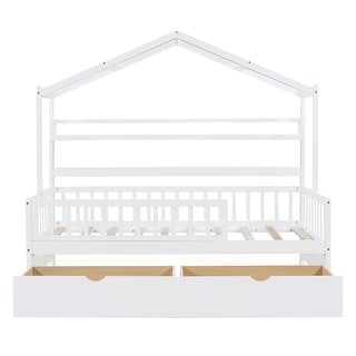Twin House Bed with Drawers & Shelf - Neat and Compact Kids' Bed