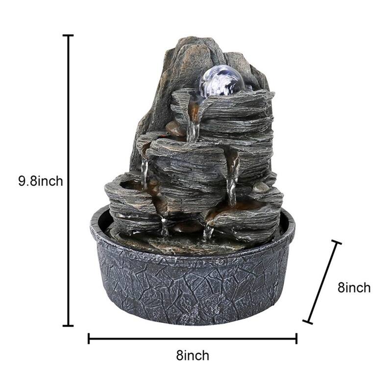 Indoor Water Fountain Tabletop with LED Light - grey