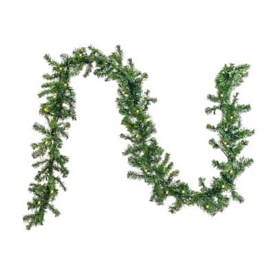 9 ft. Stefan Fir Garland with Clear Lights - Green - Green