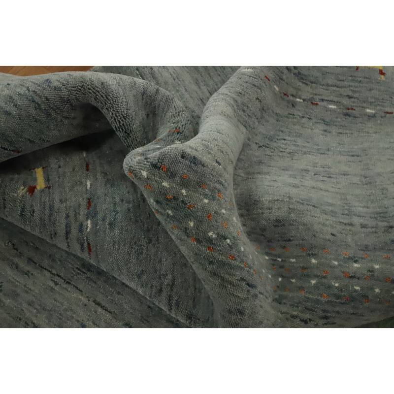 Hand Knotted Oriental 100% Wool Carpet Tribal Animal Pictorial Greys & Charcoal Gabbeh Area Rug - 8' 0'' X 8' 2''