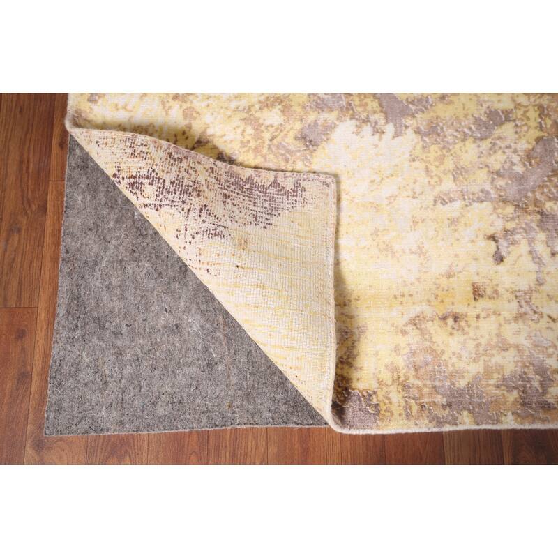 Yellow Abstract Oriental Area Rug Hand-Knotted Wool Carpet - 5'11"x 9'0"
