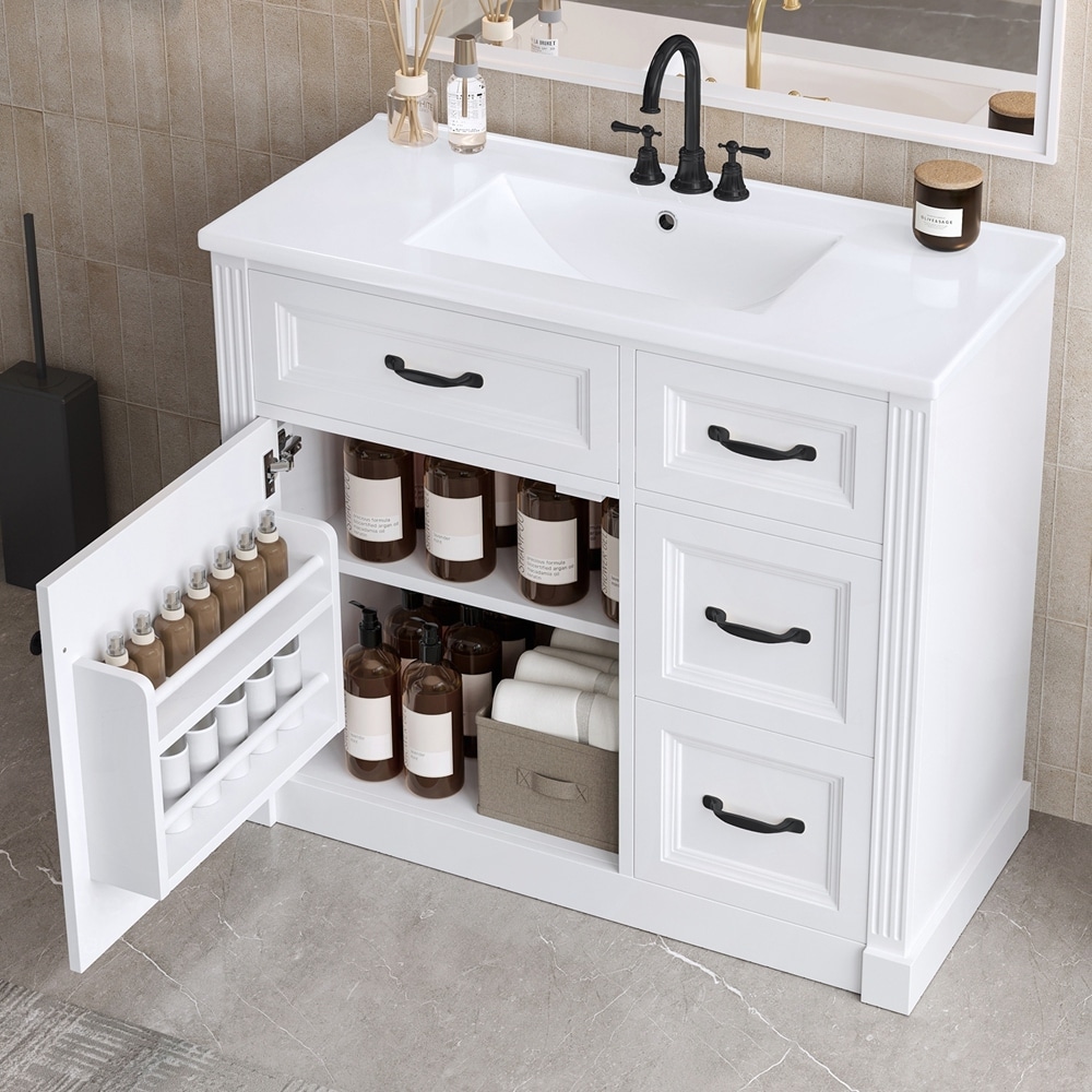 Bathroom Vanity with Sink, Cabinet with 4 Drawers