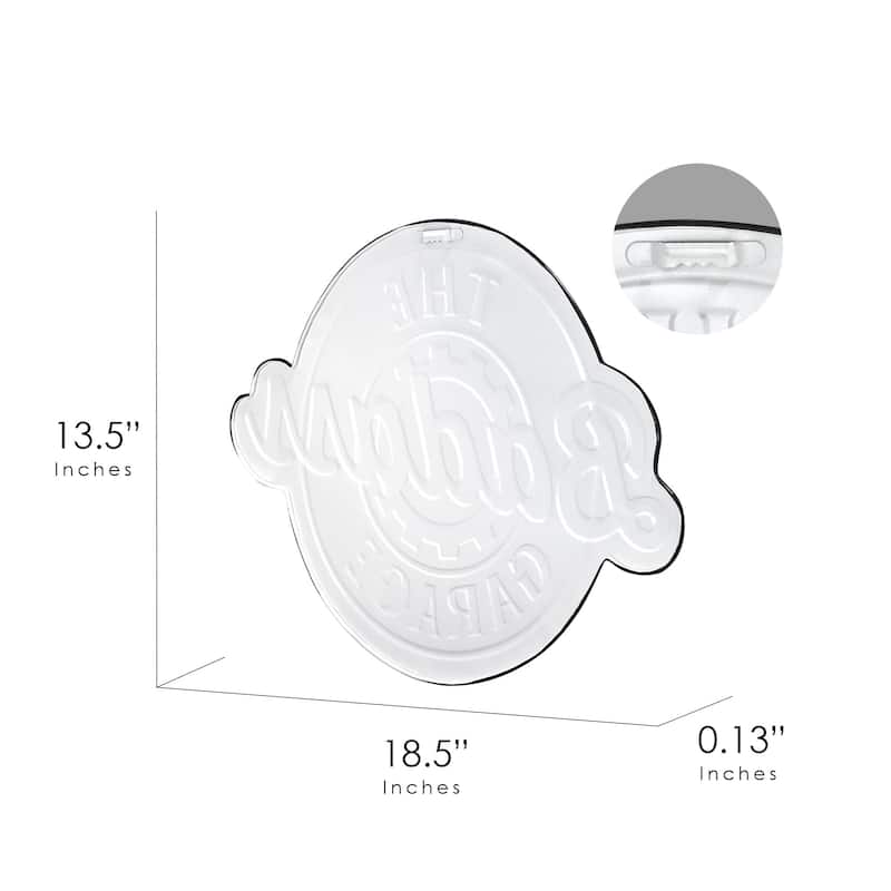 Garage Embossed Shaped Metal Wall Sign - 18.5" x 13.5"