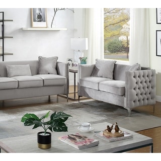 Bayberry Contemporary Velvet Fabric Loveseat Couch with 2 Pillows - Bed ...