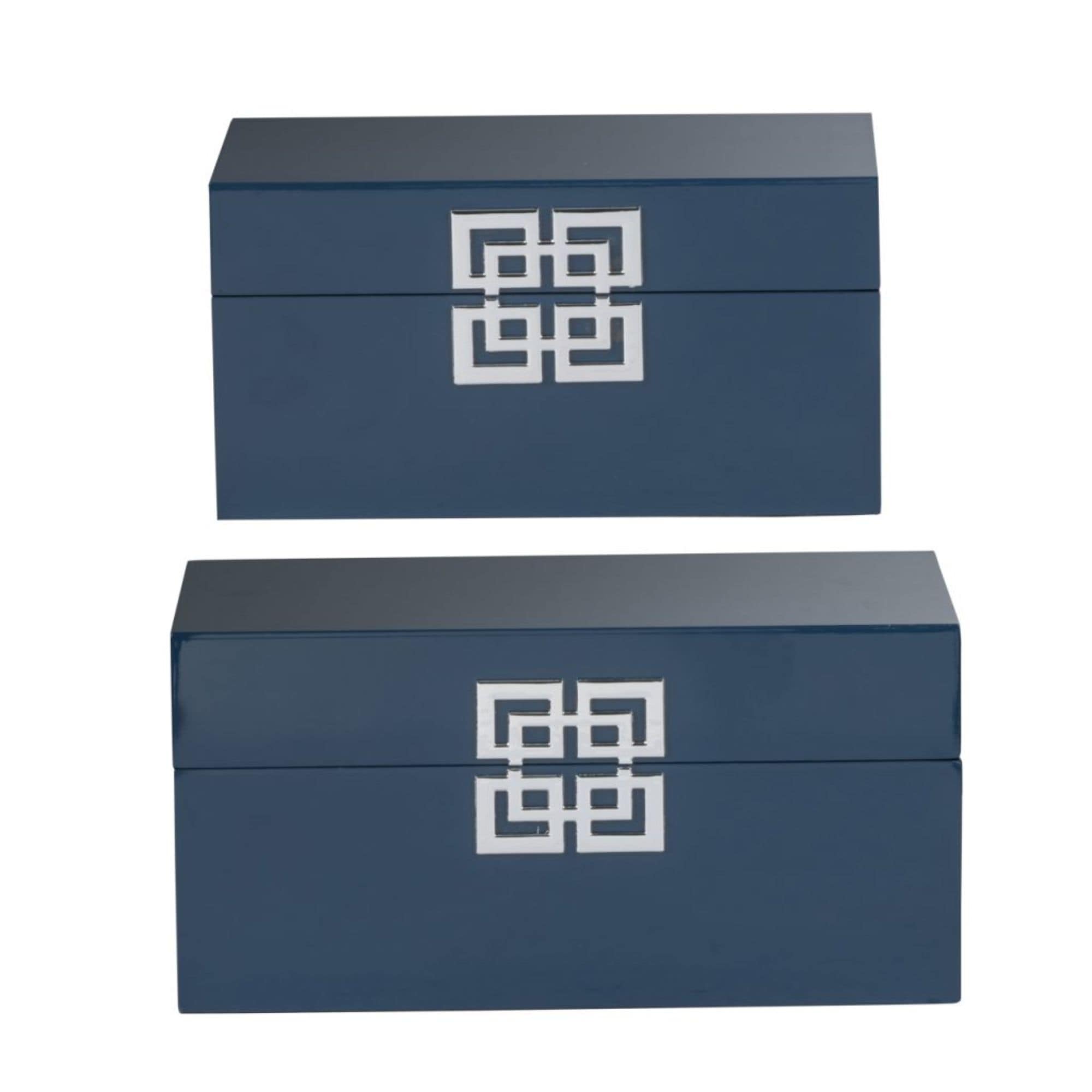 Shop Set Of 2 Navy Blue Contemporary Decorative Boxes 11 25