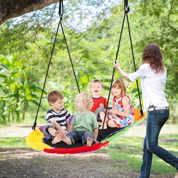 60-Inch Saucer Swing with LED Lights, Multicolor Swing for Kids and ...