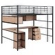 preview thumbnail 4 of 26, Full Size Metal Loft Bed with Bookcase, Desk, and Cabinet, Black - Space-Saving Design, Durable Construction for Bedroom