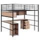 preview thumbnail 4 of 26, Minimalist Style Full Size Metal Loft Kids Bed with Bookcase,Desk,Ladder,Guardrail and Cabinet