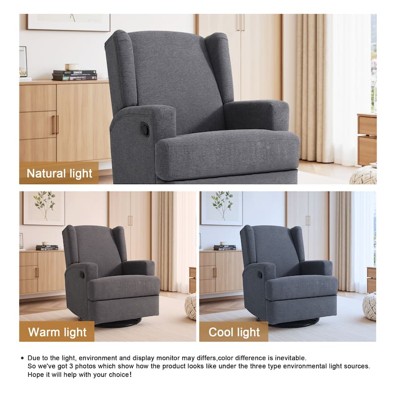 UIXE Upholstered Chenille/Boucle Swivel Glider Rocker Recliner