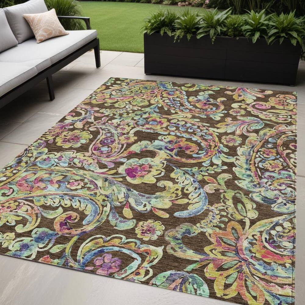 HomeRoots Paisley Transitional Rectangle Outdoor Rug