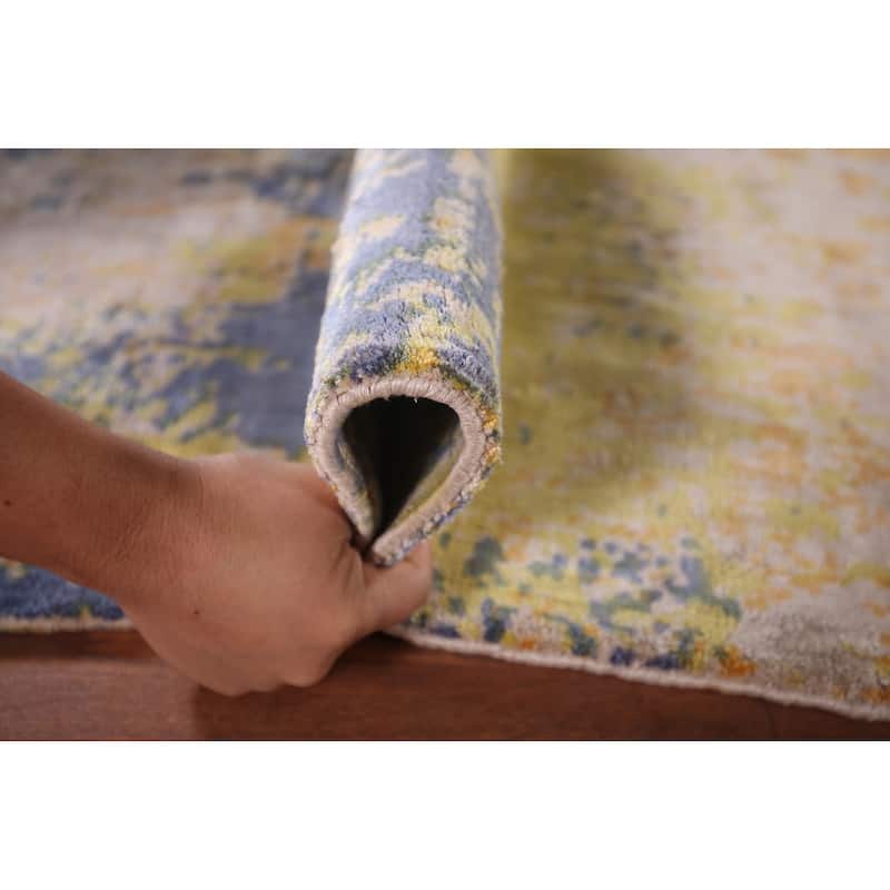 Contemporary Abstract Accent Rug Handmade Wool Carpet - 4'5" X 6'5"
