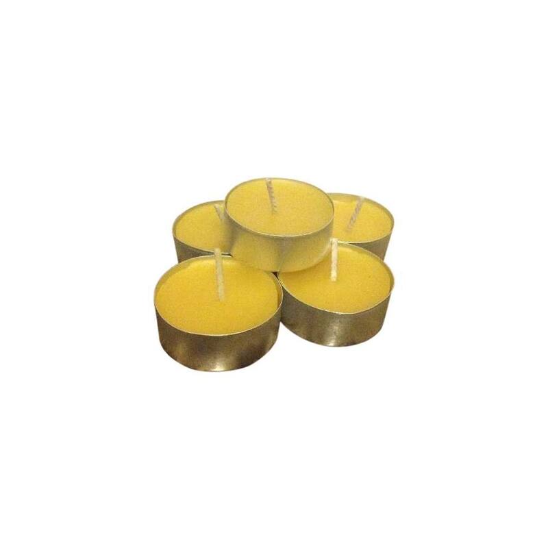 Club Pack of 20 Handmade Honey Beeswax Tin Cup Tealight Candles 4"