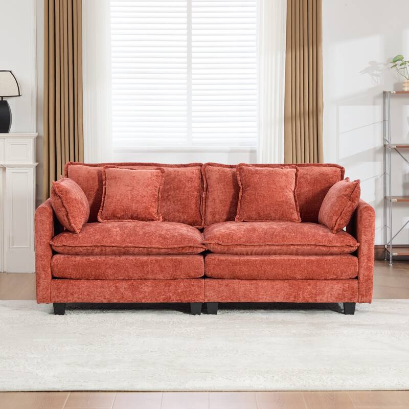 Roomfitters Large Upholstered Sofa Loveseat with Plush Cushions and Pillows, Modern Cloud Couch for Living Room