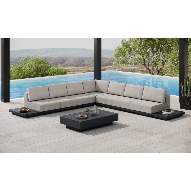 Oslo Aluminum Outdoor Upholstered Sectional Lounge Set- 8-Piece
