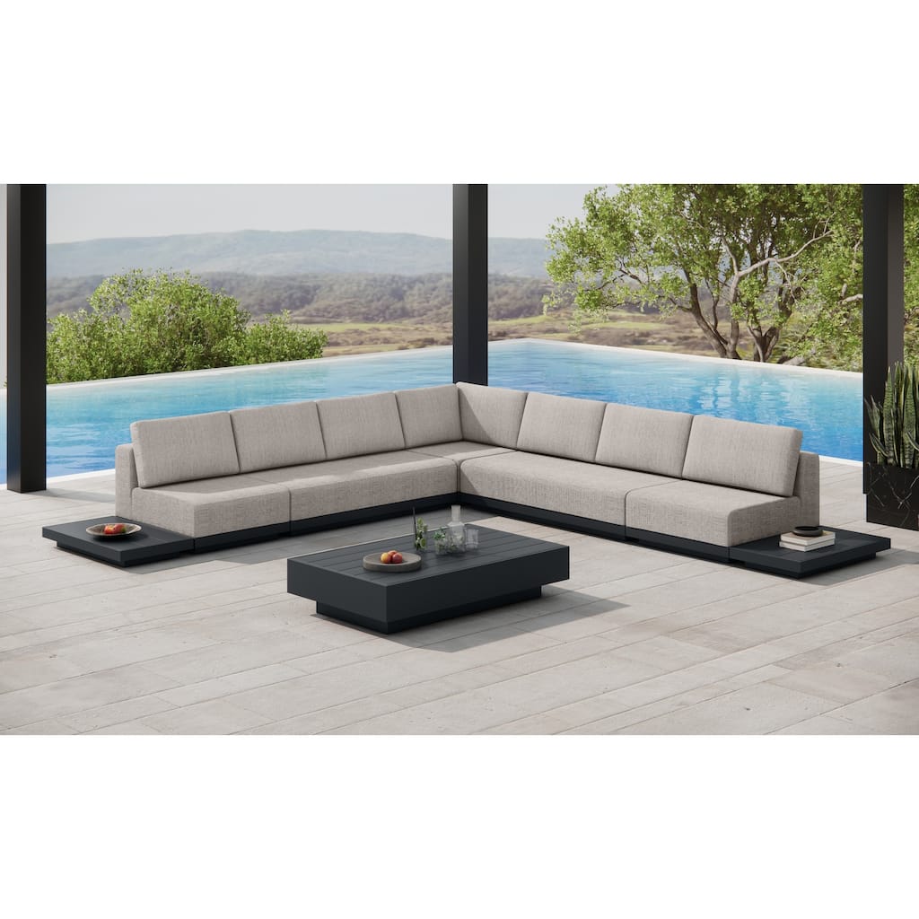 Oslo Aluminum Outdoor Upholstered Sectional Lounge Set- 8-Piece
