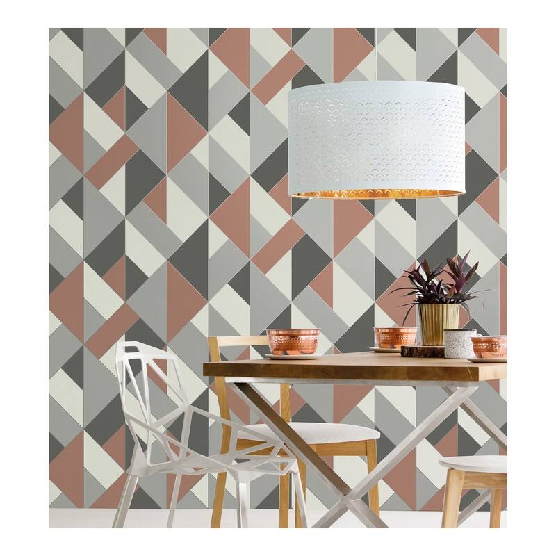 Brewster Delano Copper Structured Geo Wallpaper - 20.5 x 396 x 0.025