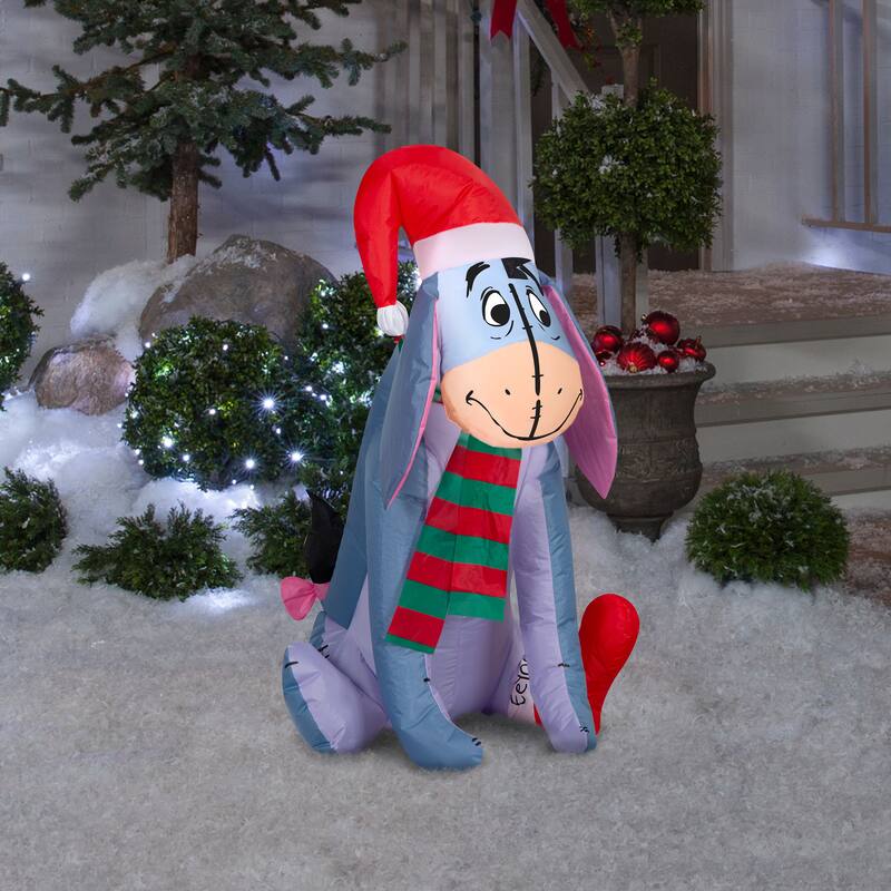 Gemmy Christmas Inflatable Eeyore in Santa Hat, 3.5 ft Tall