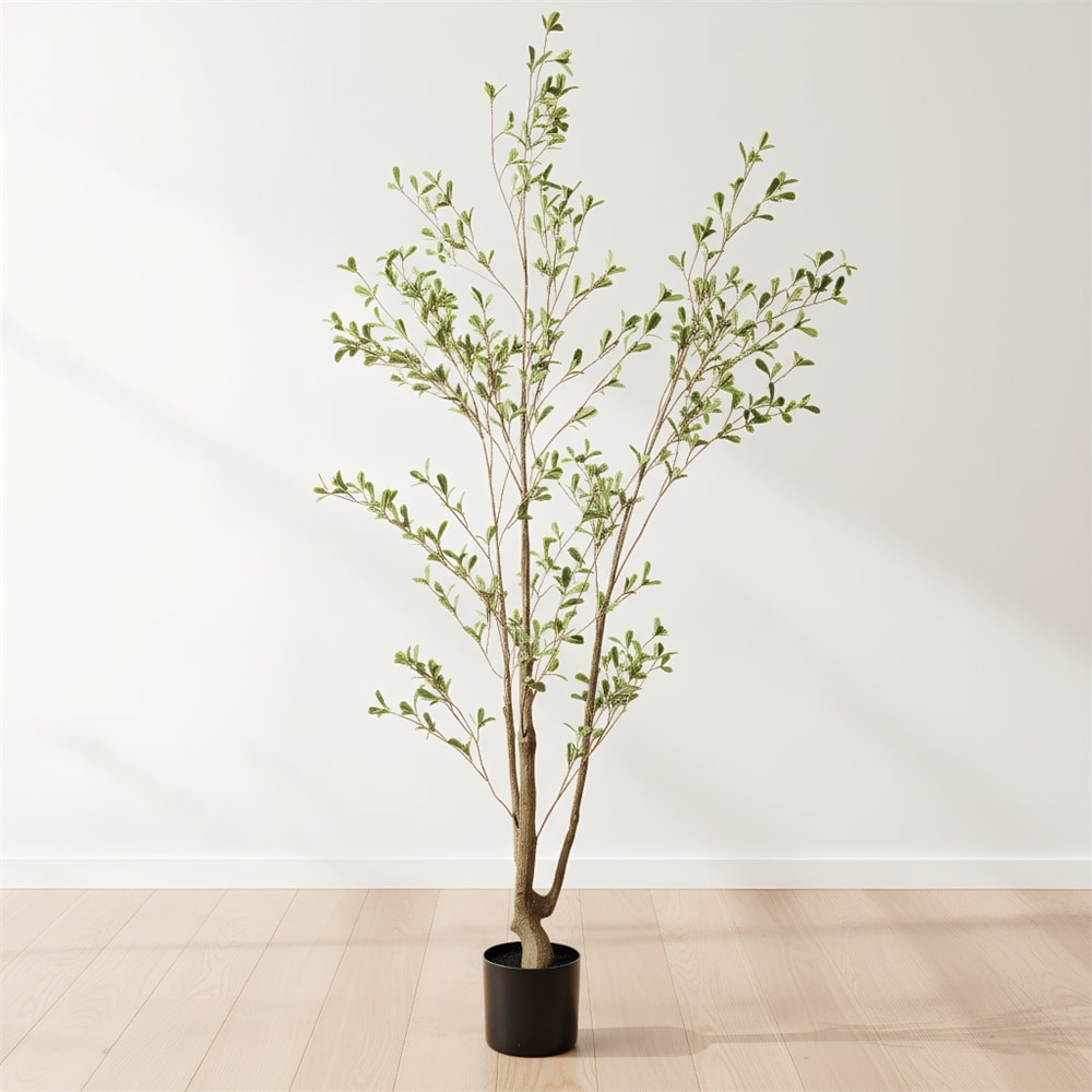 5FT Artificial Olive Tree with Plastic Pot,Lifelike Fake Potted Plant