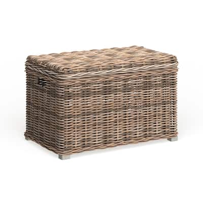 SAFAVIEH Mikasi Grey Natural Rattan Storage Trunk - 29.9" x 18.1" x 18.7"