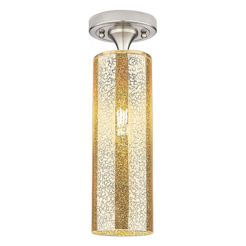 Innovations Lighting Downtown Urban - Crown Point - 1 Light 12" Flush Mount Light - Satin Nickel/Mercury Shade