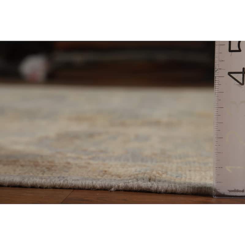 Hand Knotted Oriental 100% Wool Carpet Transitional All-Over Greys & Charcoal Oushak Area Rug - 12' 2'' X 9' 0''