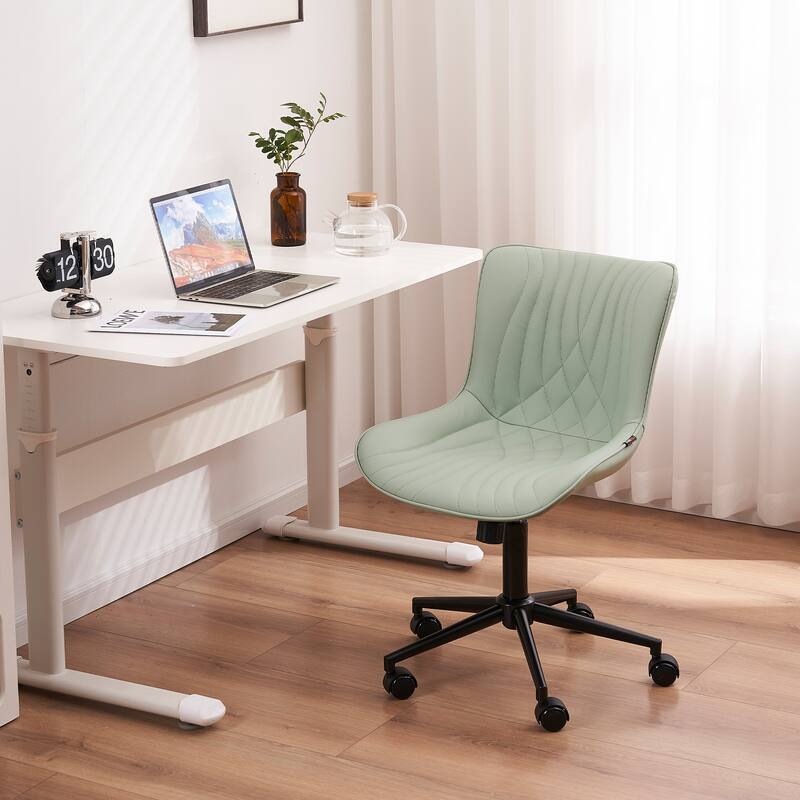 Armless Office Chair Swivel Home Office Desk Chairs with Wheels