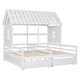 preview thumbnail 8 of 10, Twin Size House Platform Bed with 2-Drawers, Side by Side Design for Kids Room, Fun Roof Design & Space-Saving Storage, White