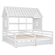 preview thumbnail 18 of 23, Wood Twin Size House Platform Beds with Two Storage Drawers, Roof Wooden Support Bed Frame, No Box Spring Needed for Boys