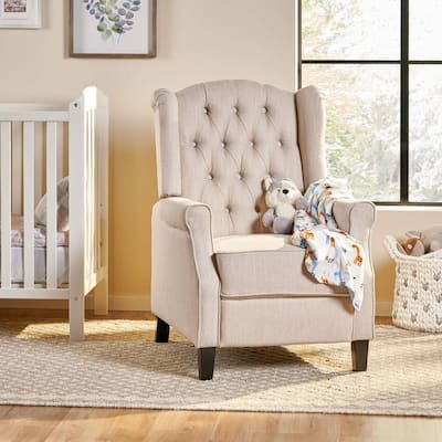 Beige Fabric Push Back Recliner with Button Tufted Design by Christopher Knight Home