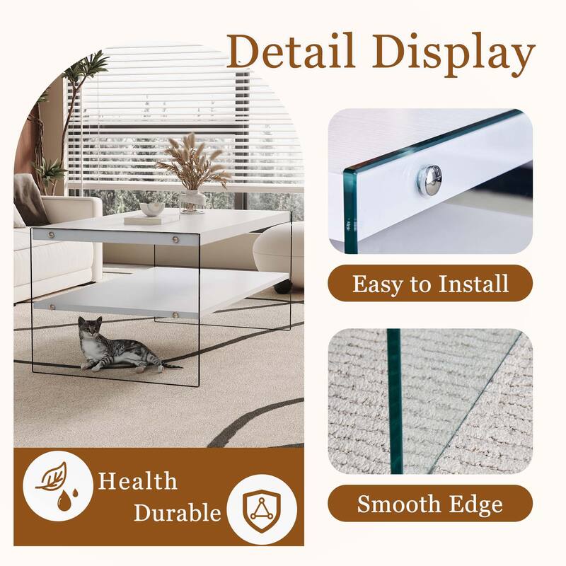 Double layered rectangular coffee table