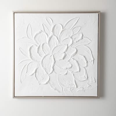 Sullivans 27.5" Embossed Flower Wall Art, White