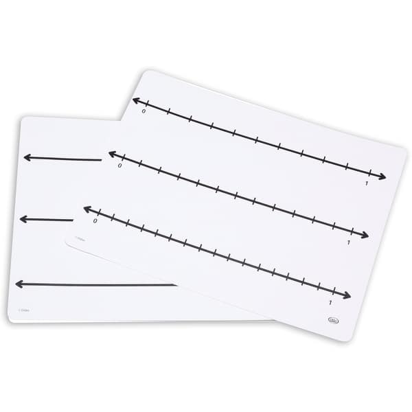 slide 1 of 1, Write-On Wipe-Off Fraction Number Line Mat, 9"W x 12"L, Pack of 10