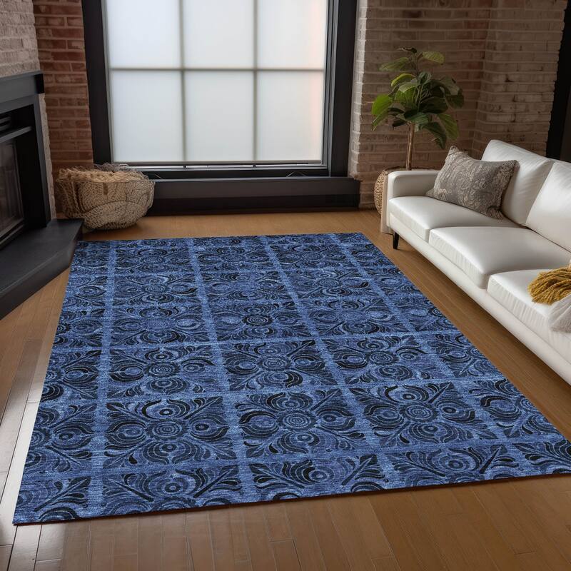 Machine Washable Indoor/ Outdoor Chantille Mosic Rug
