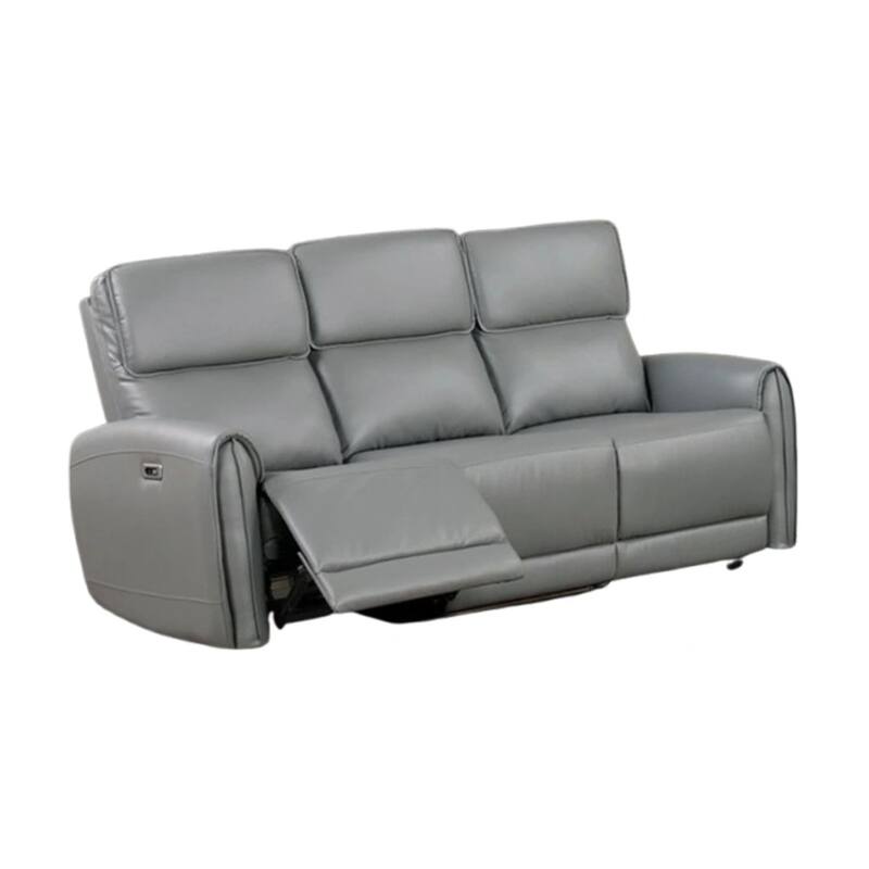 Sily Power Reclining Sofa, Gray Faux Leather, 81 Inch, USB Ports